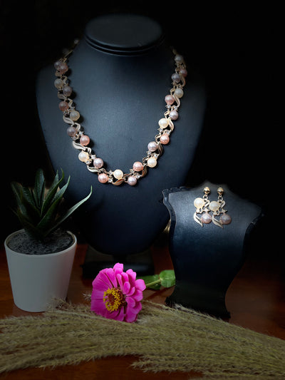 Multicolor Pearl Necklace, Earrings Jewelry Set