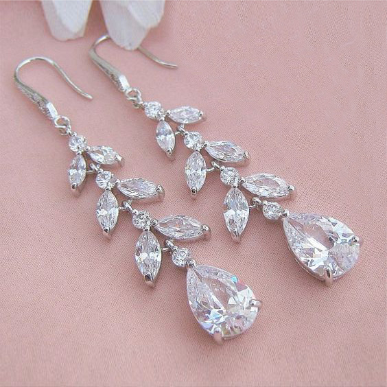 CZ Dangle Drop Earrings 5ct Top Quality CZ simulated diamond white in –  Lily Treacy